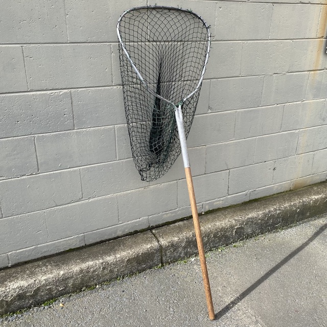 NET, (Fishing) Long Wooden Handle and Black Net